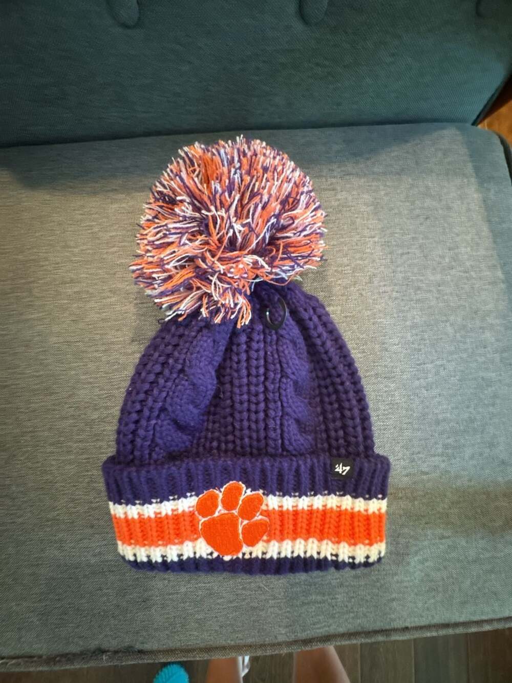 '47 Clemson Tigers Women's Soft Cable Knit Big Pom Winter Beanie